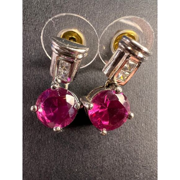 Lab purple sapphire and topaz sterling silver earrings - Picture 1 of 16